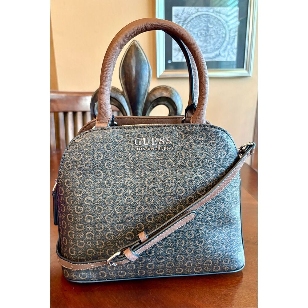 GUESS - Dome Crossbody/Satchel in Cafe Mocha Faux Leather/BONUS Matching Wallet